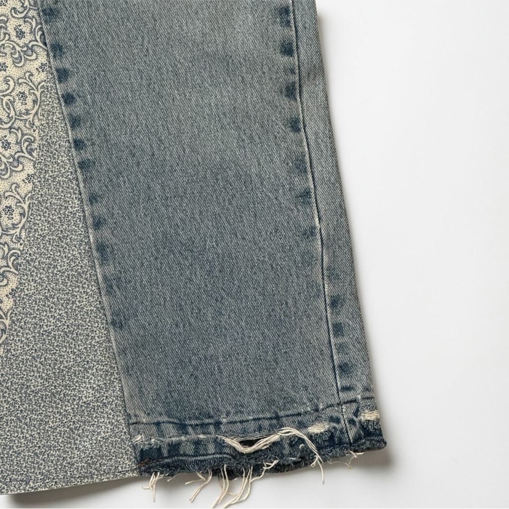 GAP Vintage Embroidered Blue Denim Maxi Skirt Jeans Floral A-Line 8 Patchwork - Picture 4 of 9